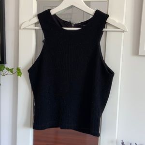 Forever21 - Zip Up Black & Metallic Top